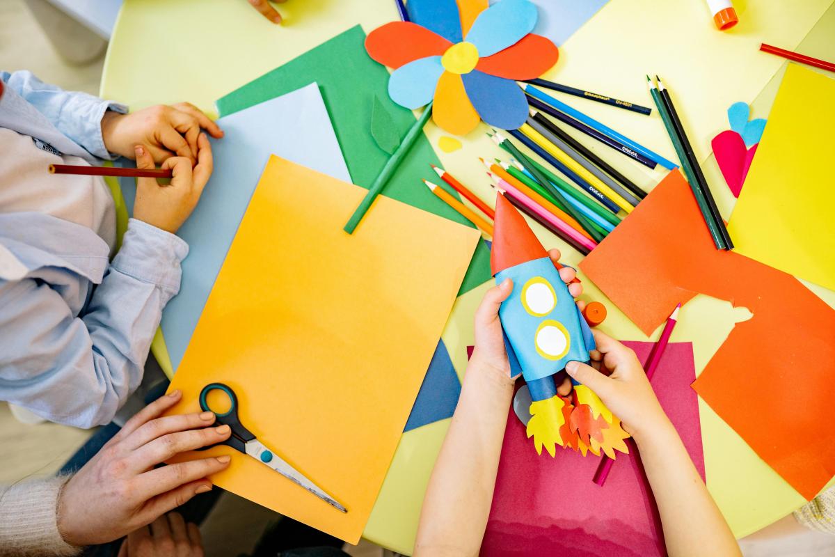 Children making a craft